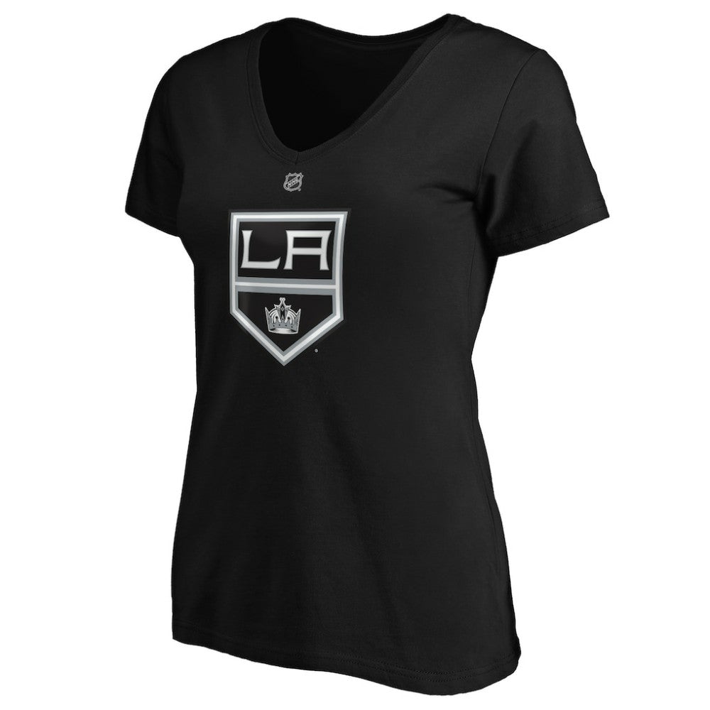 Quinton Byfield Los Angeles Kings Fanatics Women's Authentic Stack Name & Number V-Neck T-Shirt - Black - NHL