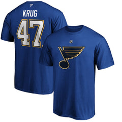 Torey Krug St. Louis Blues Fanatics Authentic Stack Name & Number T-Shirt - Blue - NHL