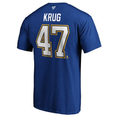 Torey Krug St. Louis Blues Fanatics Authentic Stack Name & Number T-Shirt - Blue - NHL
