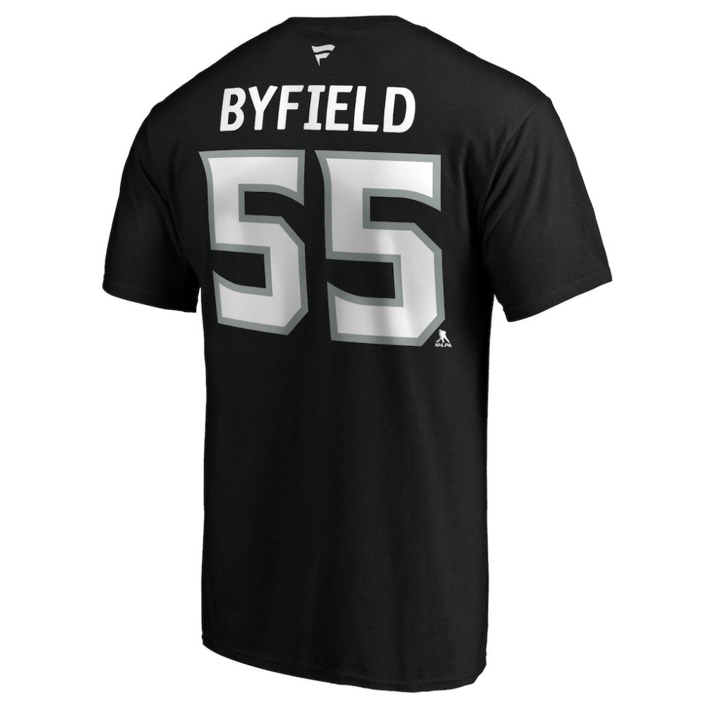 Quinton Byfield Los Angeles Kings Fanatics Authentic Stack Name & Number T-Shirt - Black - NHL