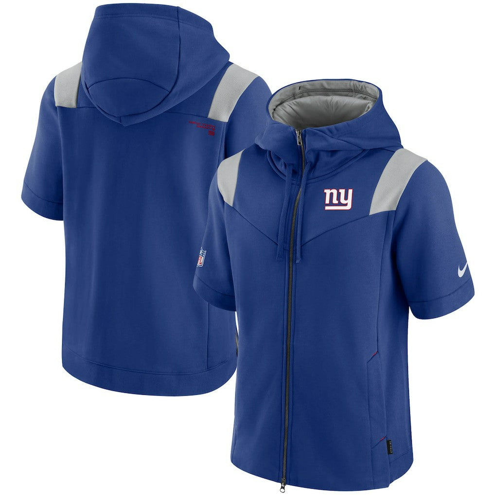 New York Giants Sideline Showout Short Sleeve Full-Zip Hoodie Royal | Nike for Sale