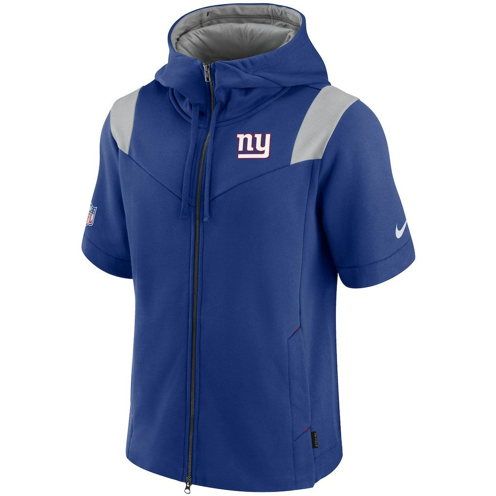 New York Giants Sideline Showout Short Sleeve Full-Zip Hoodie Royal | Nike for Sale