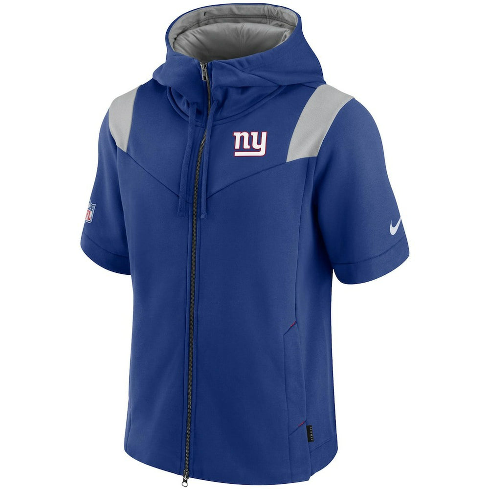 New York Giants Sideline Showout Short Sleeve Full-Zip Hoodie Royal | Nike for Sale