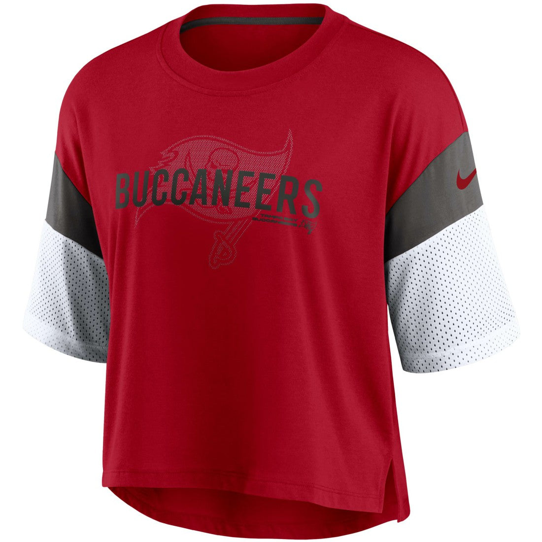 Tampa Bay Buccaneers Women's Nickname Tri-Blend Performance Crop Top Red/White | Nike for Sale