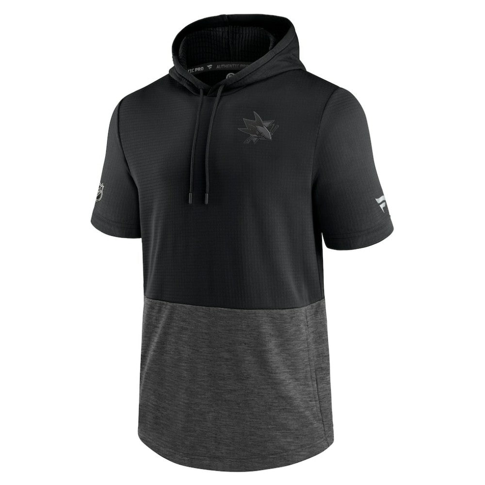 San Jose Sharks Fanatics Authentic Pro Travel and Training Short Sleeve Pullover Hoodie - Black - NHL