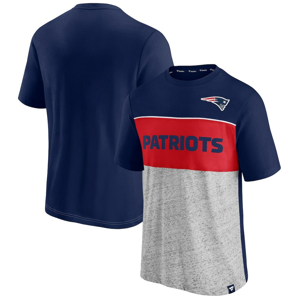New England Patriots Colorblock T-Shirt Navy/Heathered Gray | Fanatics