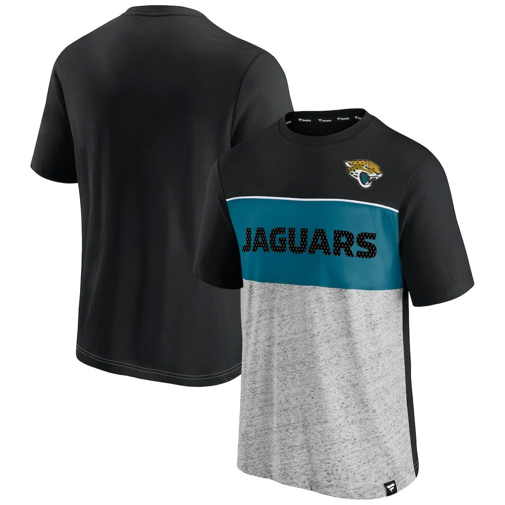 Jacksonville Jaguars Colorblock T-Shirt Black/Heathered Gray | Fanatics