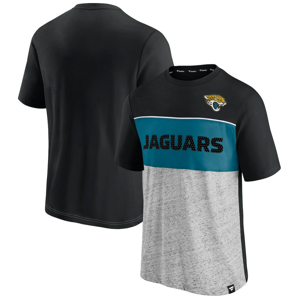 Jacksonville Jaguars Colorblock T-Shirt Black/Heathered Gray | Fanatics