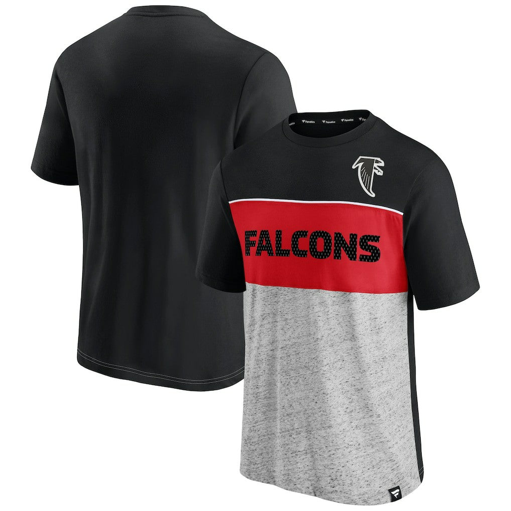 Atlanta Falcons Throwback Colorblock T-Shirt Black/Heathered Gray | Fanatics