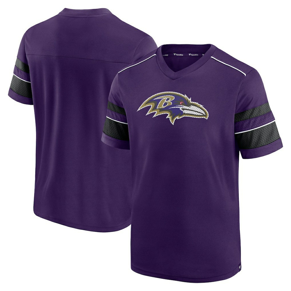 Baltimore Ravens Textured Hashmark V-Neck T-Shirt Purple | Fanatics