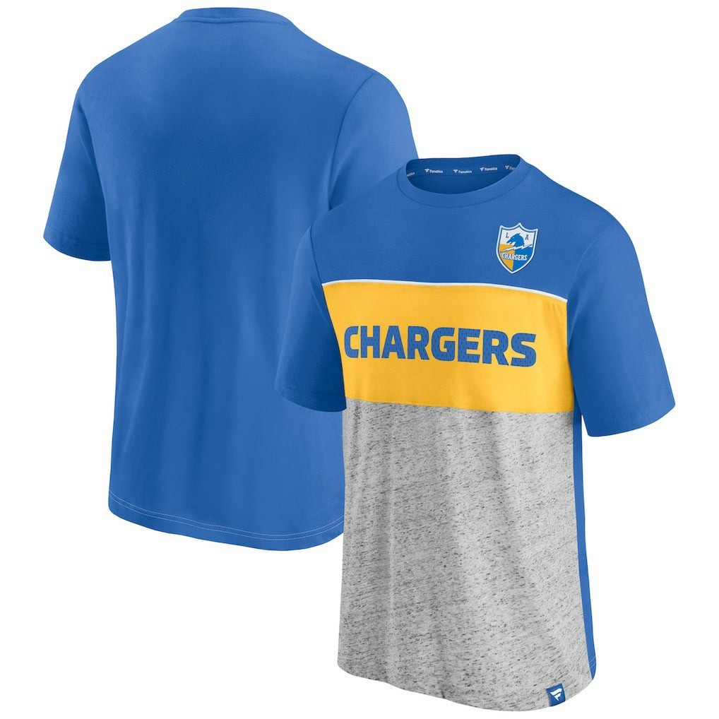 Los Angeles Chargers Throwback Colorblock T-Shirt Powder Blue/Heathered Gray | Fanatics