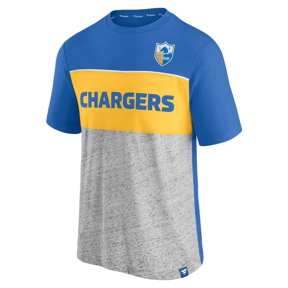 Los Angeles Chargers Throwback Colorblock T-Shirt Powder Blue/Heathered Gray | Fanatics