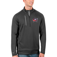 Columbus Blue Jackets Antigua Generation Quarter-Zip Pullover Jacket - Charcoal/Silver - NHL