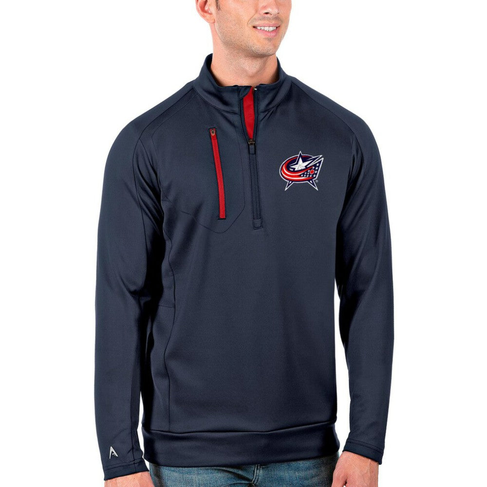 Columbus Blue Jackets Antigua Generation Quarter-Zip Pullover Jacket - Navy/Red - NHL