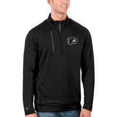 Philadelphia Flyers Antigua Generation Quarter-Zip Pullover Jacket - Black/Charcoal - NHL
