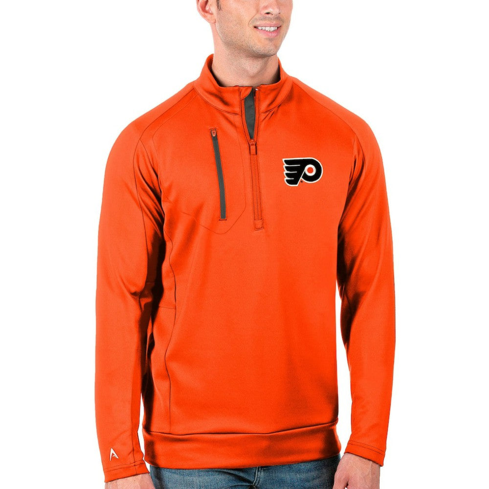 Philadelphia Flyers Antigua Generation Quarter-Zip Pullover Jacket - Orange/Charcoal - NHL