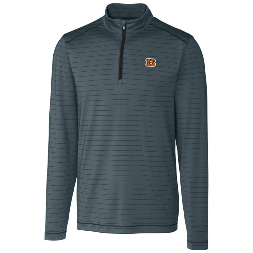 Cincinnati Bengals Cutter & Buck Holman Stripe Quarter-Zip Pullover Jacket Heather Black | NFL