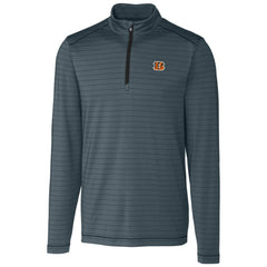 Cincinnati Bengals Cutter & Buck Holman Stripe Quarter-Zip Pullover Jacket Heather Black | NFL