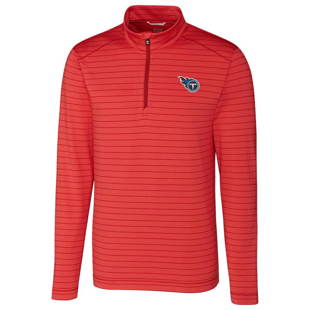 Tennessee Titans Cutter & Buck Holman Stripe Quarter-Zip Pullover Jacket Heather Red | NFL