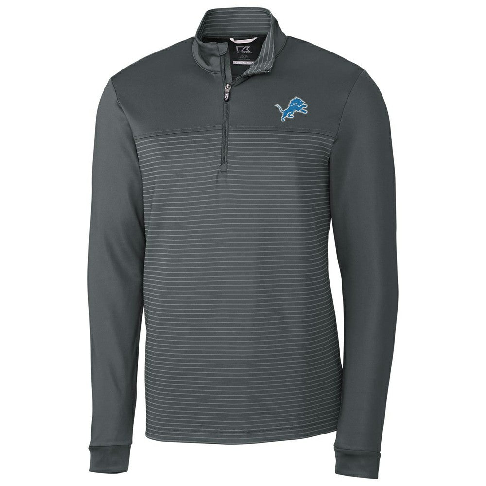 Detroit Lions Cutter & Buck Traverse Stripe Quarter-Zip Pullover Jacket Gray | NFL