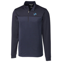 Detroit Lions Cutter & Buck Traverse Stripe Quarter-Zip Pullover Jacket Navy | NFL