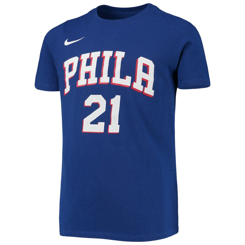 Joel Embiid Philadelphia 76ers Youth Logo Name & Number Performance T-Shirt Royal - NBA