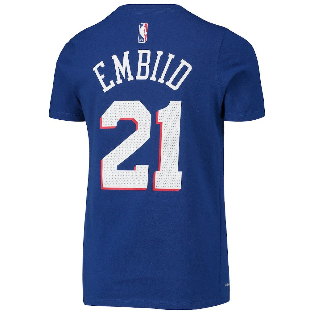 Joel Embiid Philadelphia 76ers Youth Logo Name & Number Performance T-Shirt Royal - NBA
