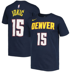 Nikola Jokic Denver Nuggets Youth Logo Name & Number Performance T-Shirt Navy - NBA