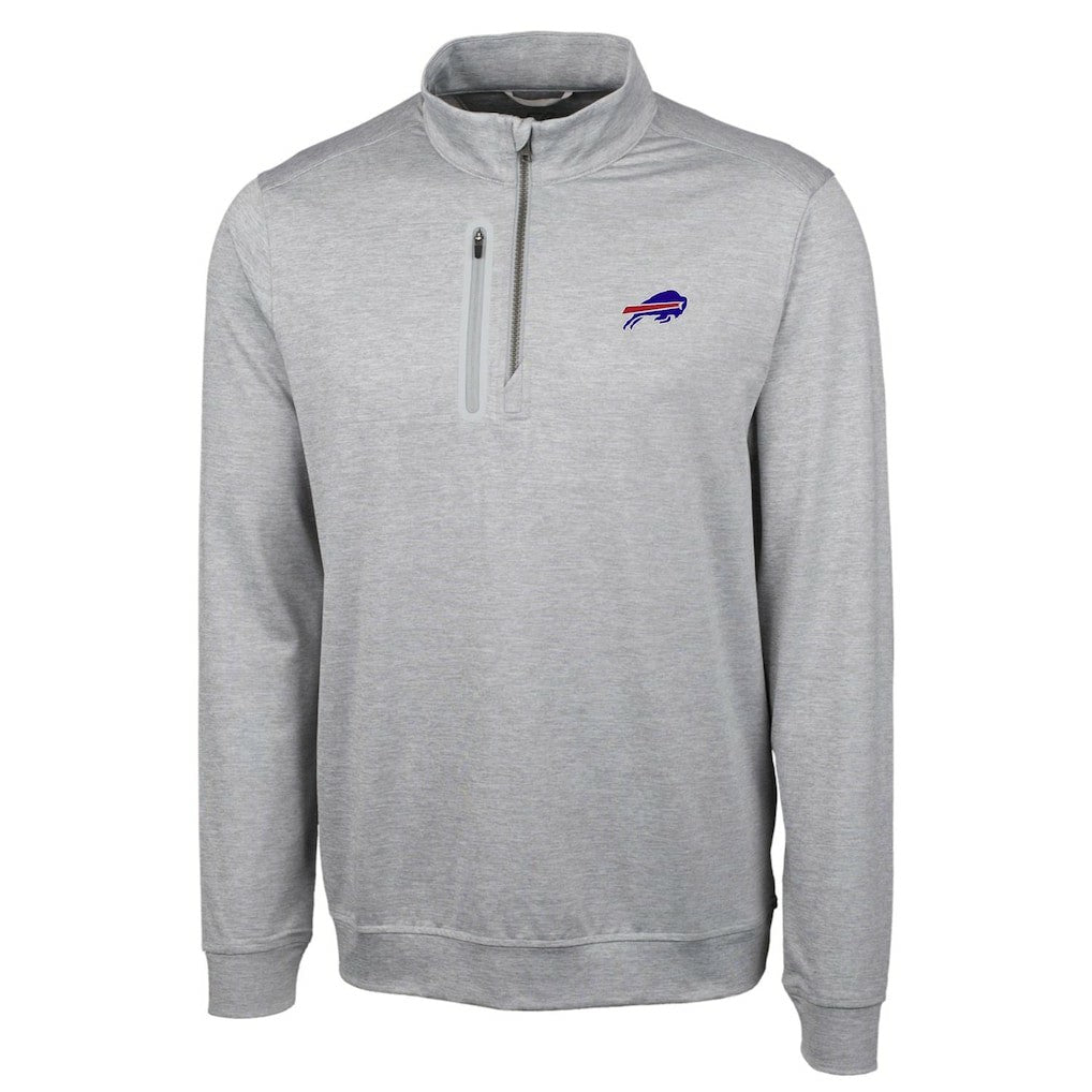 Buffalo Bills Cutter & Buck Big & Tall Stealth DryTec Quarter-Zip Pullover Jacket Heathered Gray | NFL