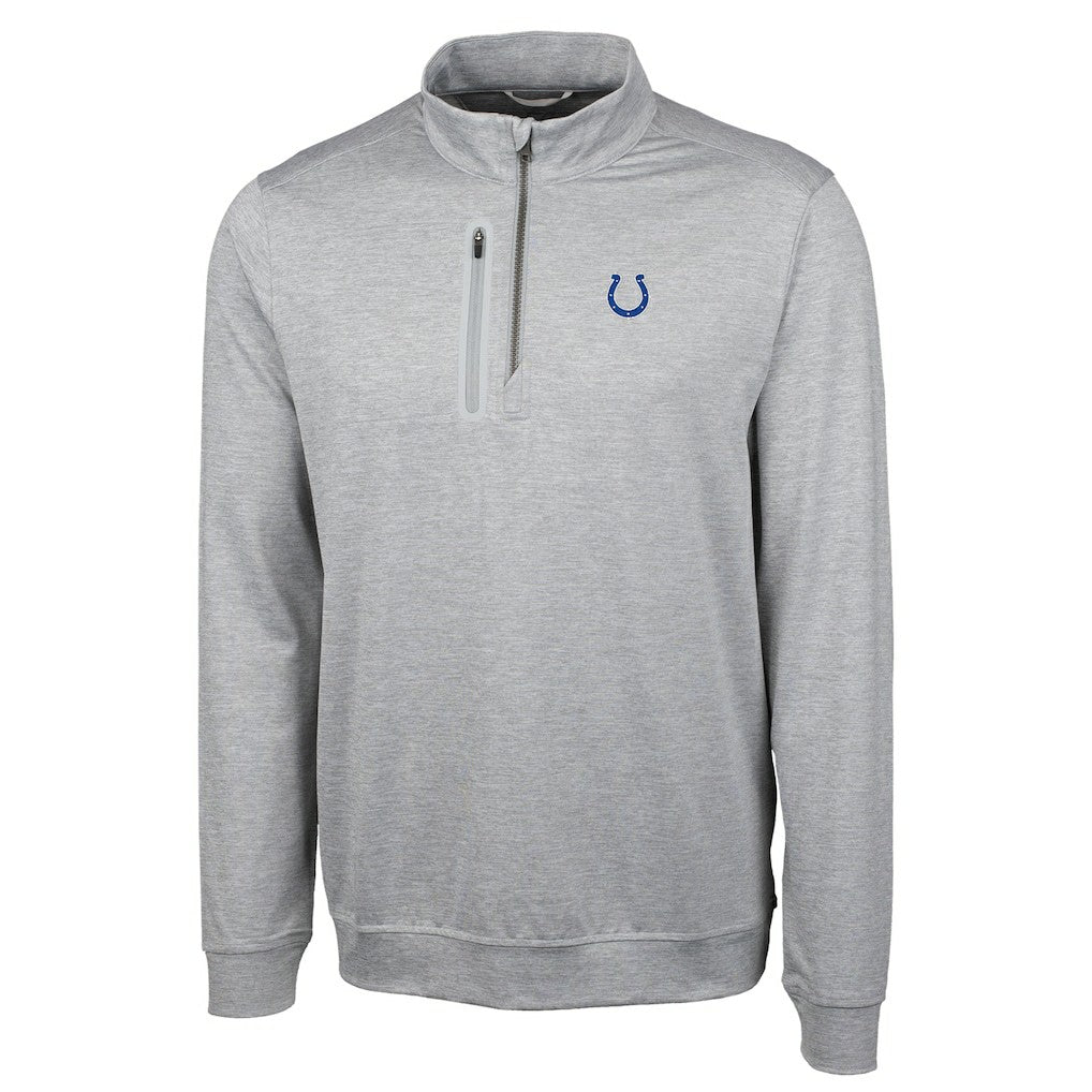 Indianapolis Colts Cutter & Buck Big & Tall Stealth Quarter-Zip Pullover Jacket Heather Gray | NFL