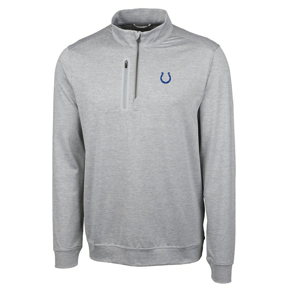 Indianapolis Colts Cutter & Buck Big & Tall Stealth Quarter-Zip Pullover Jacket Heather Gray | NFL