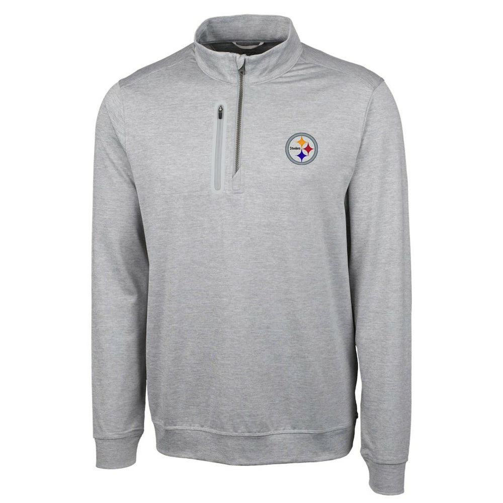 Pittsburgh Steelers Cutter & Buck Big & Tall Stealth Quarter-Zip Pullover Jacket Heather Gray | NFL
