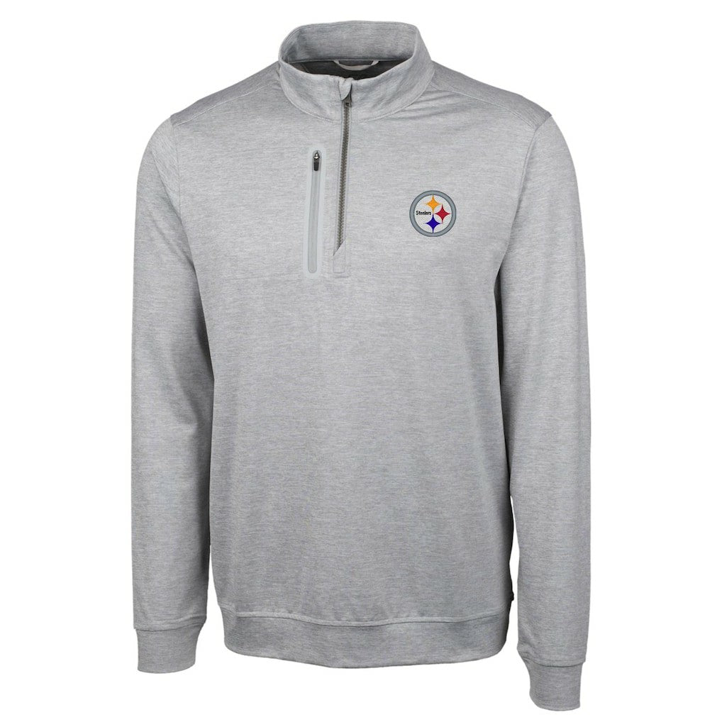 Pittsburgh Steelers Cutter & Buck Big & Tall Stealth Quarter-Zip Pullover Jacket Heather Gray | NFL