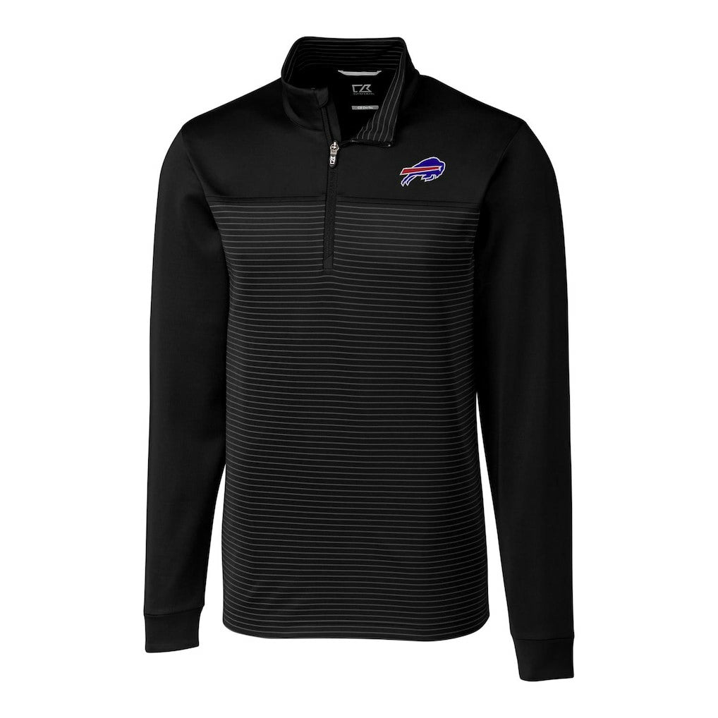 Buffalo Bills Cutter & Buck Big & Tall Traverse Stripe Quarter-Zip Pullover Jacket Black | NFL