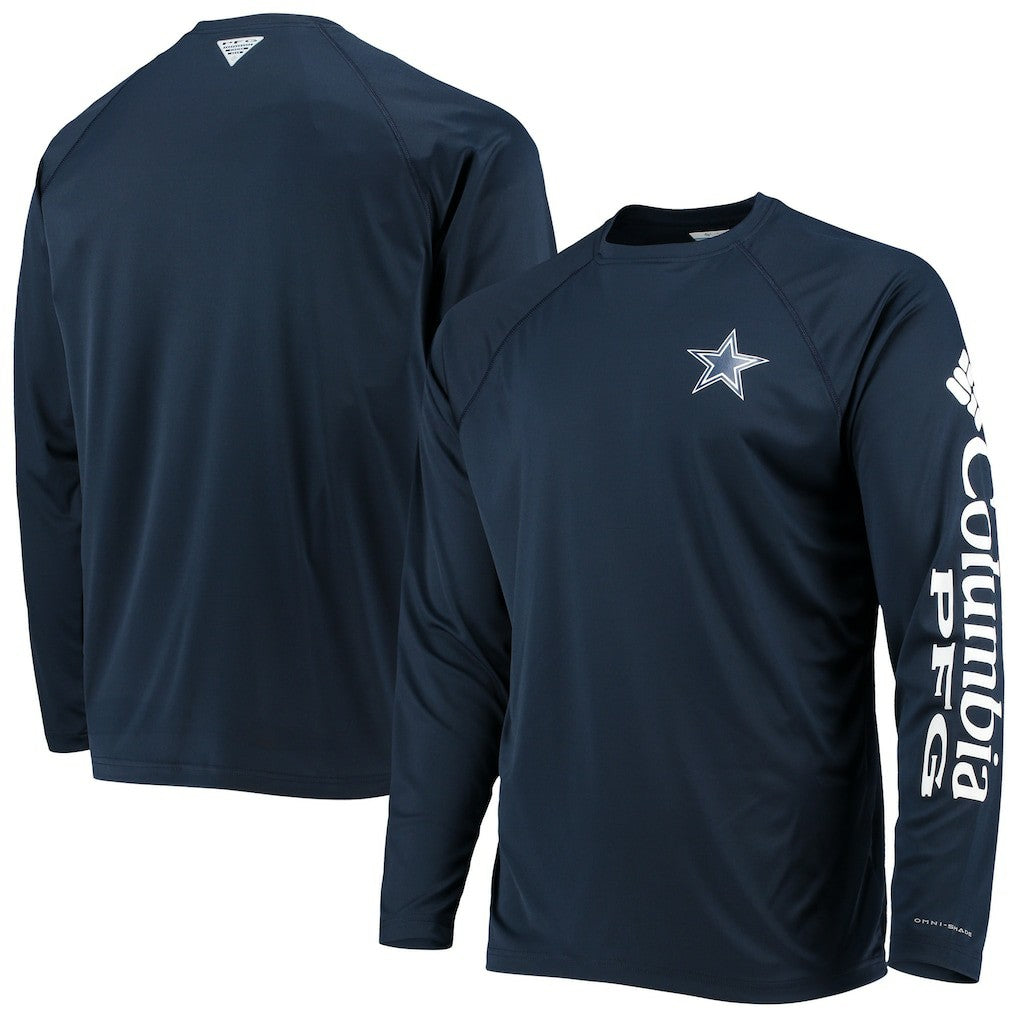 Dallas Cowboys Terminal Tackle Omni-Shade Raglan Long Sleeve T-Shirt Navy | Columbia