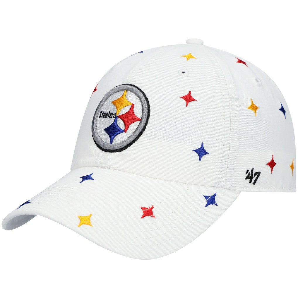 Pittsburgh Steelers '47 Women's Multi Confetti Clean Up Adjustable Hat White | 47 brand