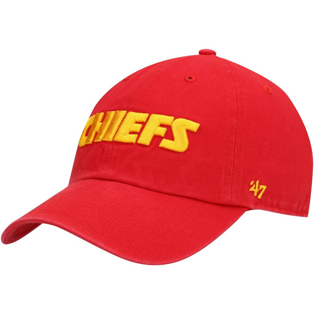 Kansas City Chiefs '47 Clean Up Script Adjustable Hat Red | 47 brand