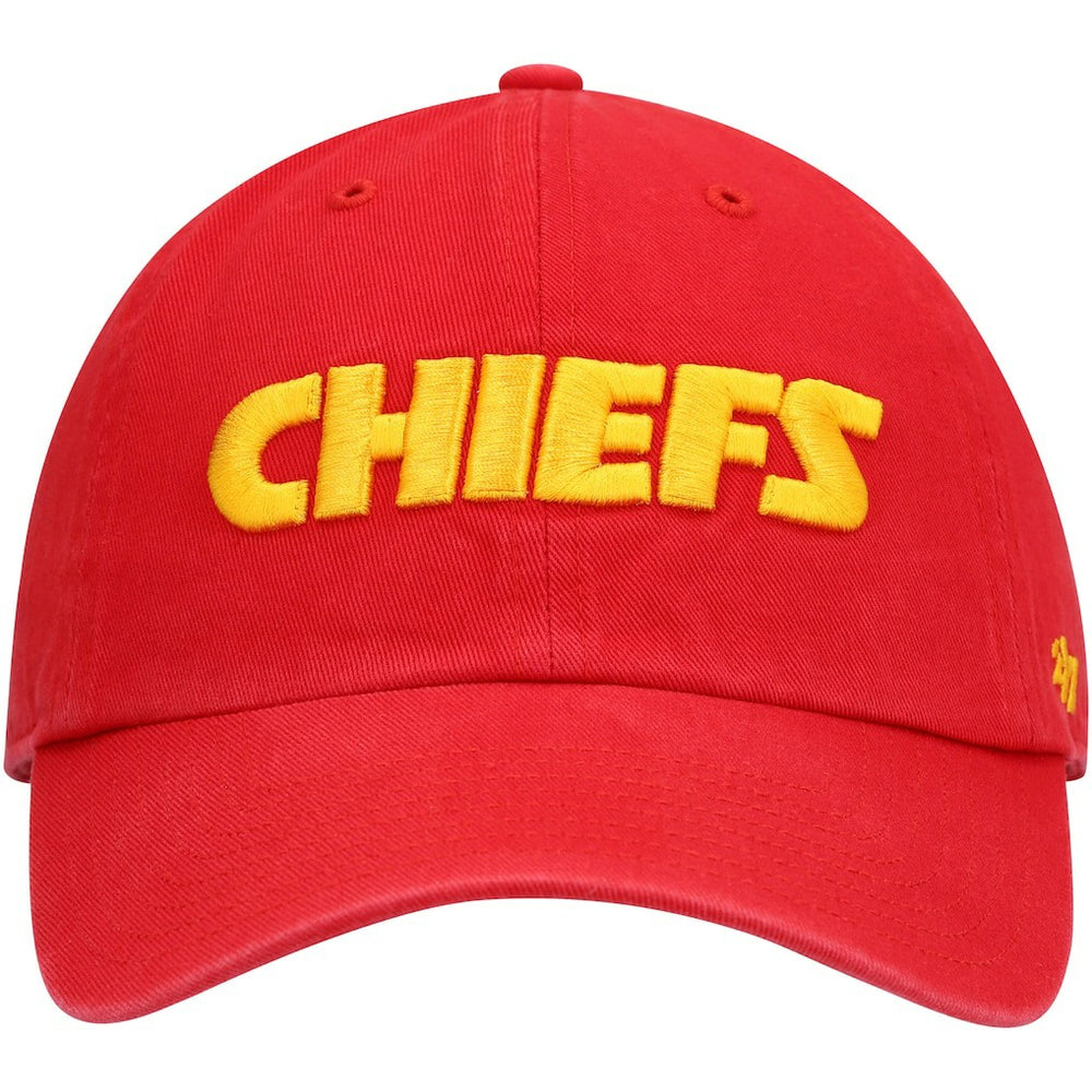 Kansas City Chiefs '47 Clean Up Script Adjustable Hat Red | 47 brand