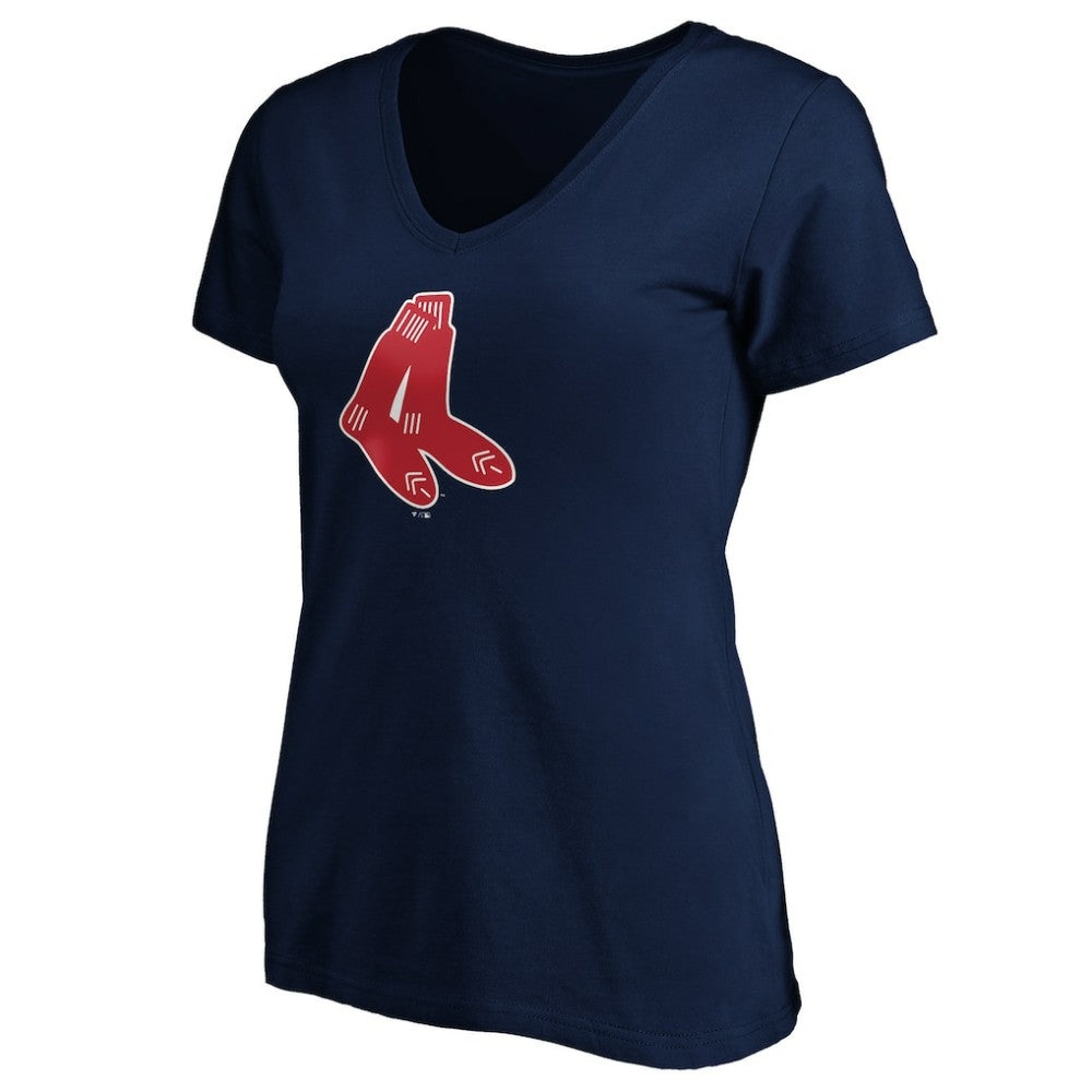 Boston Red Sox Women's Cooperstown Collection Huntington Logo V-Neck T-Shirt - MLB