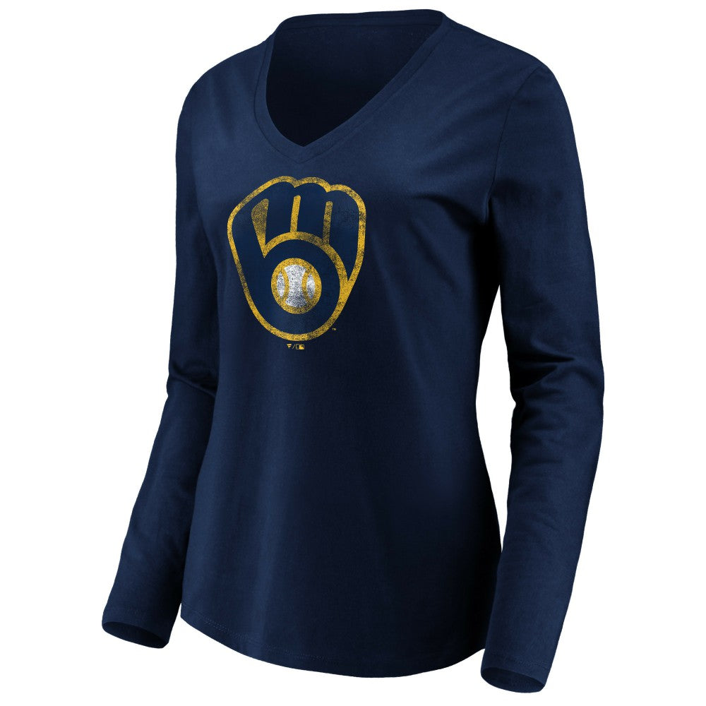 Milwaukee Brewers Women's Core Distressed Team Long Sleeve T-Shirt - MLB