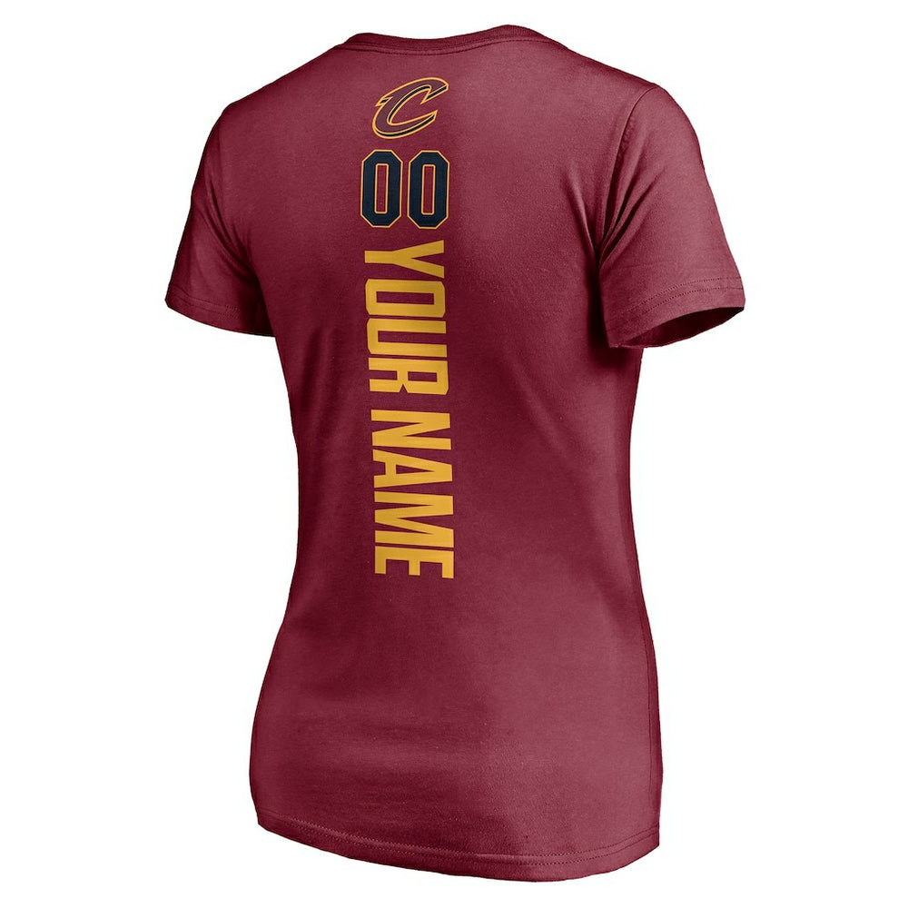 Cleveland Cavaliers Women's Playmaker Personalized Name & Number V-Neck T-Shirt Wine - NBA
