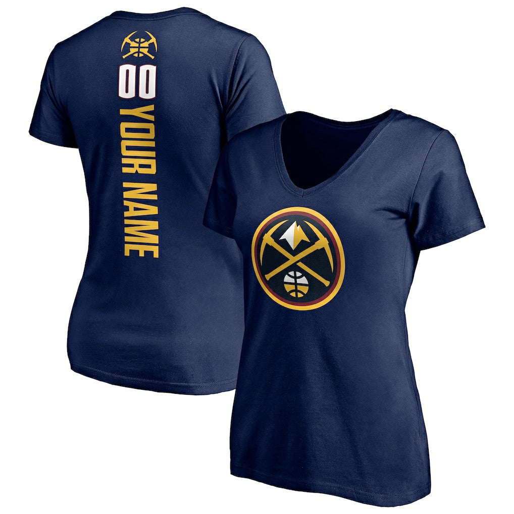 Denver Nuggets Women's Playmaker Personalized Name & Number V-Neck T-Shirt Navy - NBA