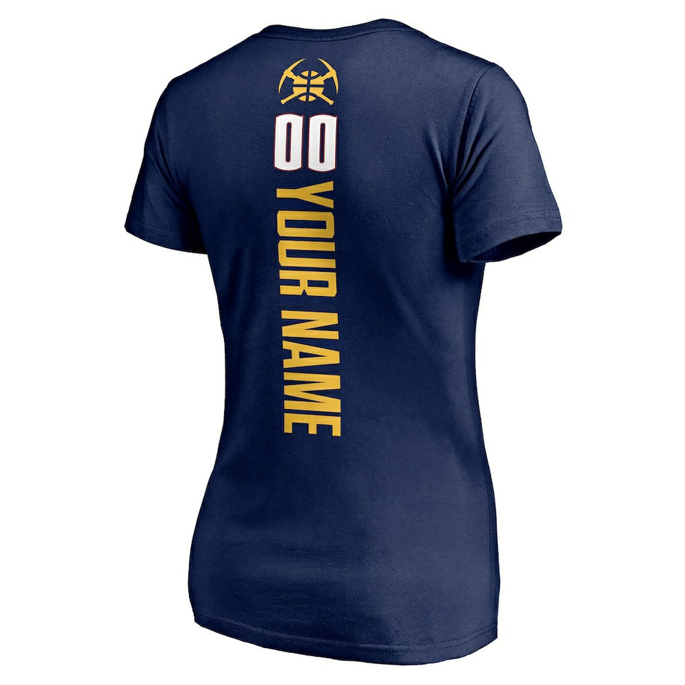 Denver Nuggets Women's Playmaker Personalized Name & Number V-Neck T-Shirt Navy - NBA