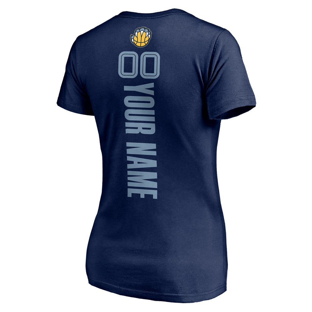 Memphis Grizzlies Women's Playmaker Personalized Name & Number V-Neck T-Shirt Navy - NBA