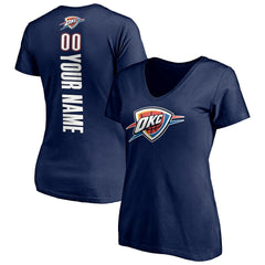 Oklahoma City Thunder Women's Playmaker Personalized Name & Number V-Neck T-Shirt Navy - NBA