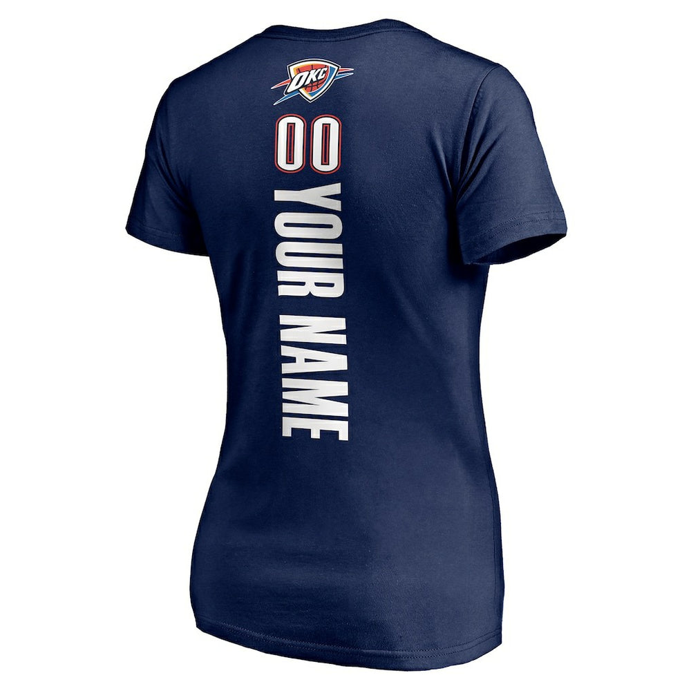 Oklahoma City Thunder Women's Playmaker Personalized Name & Number V-Neck T-Shirt Navy - NBA