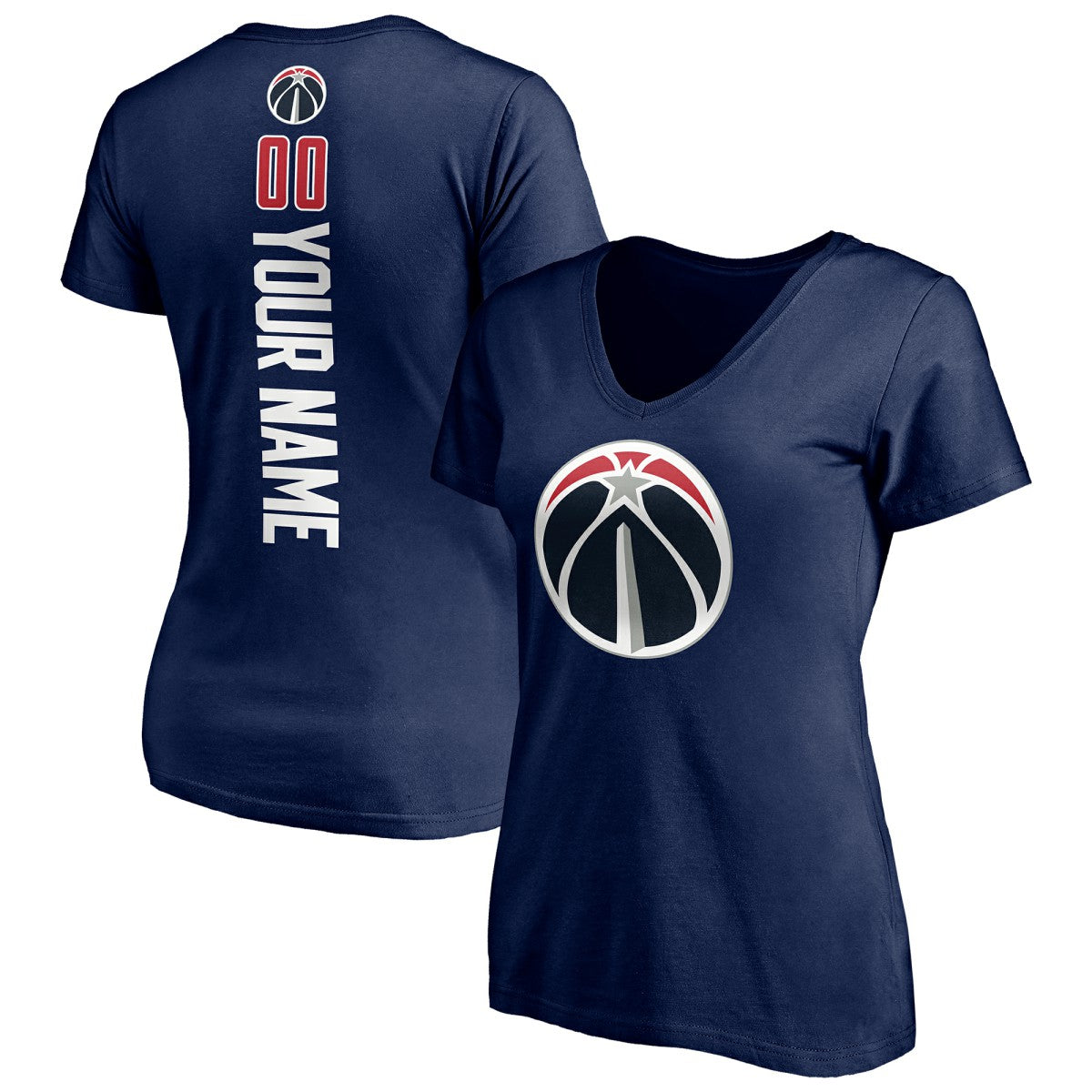 Washington Wizards Women's Playmaker Personalized Name & Number V-Neck T-Shirt Navy - NBA