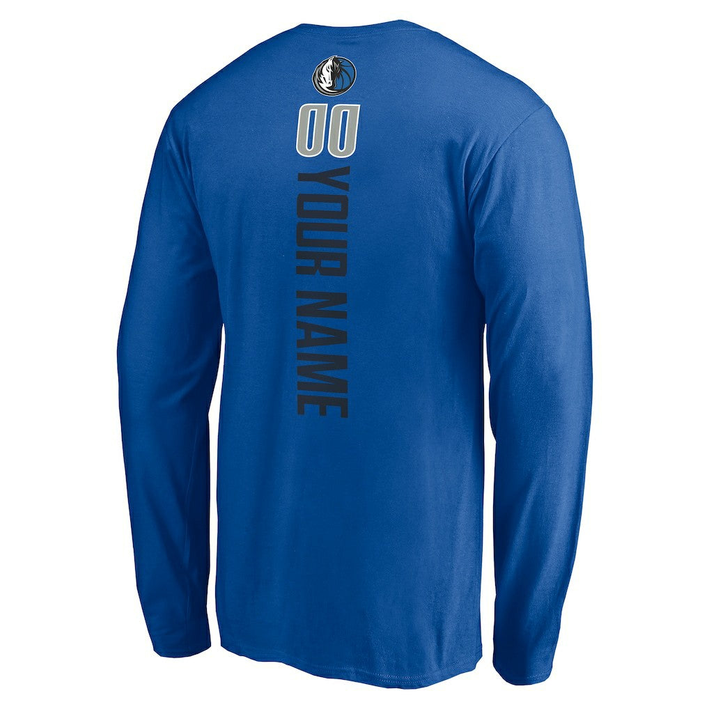 Dallas Mavericks Playmaker Personalized Name & Number Long Sleeve T-Shirt Blue - NBA