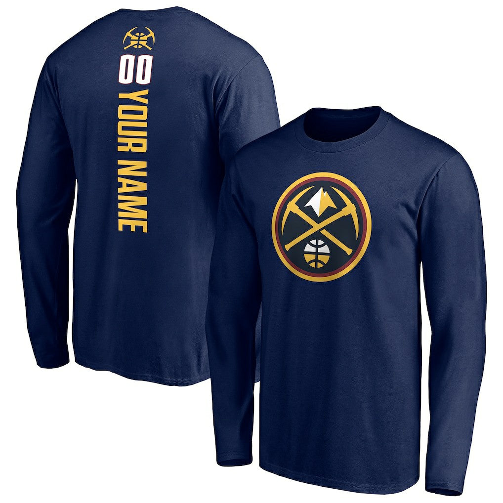 Denver Nuggets Playmaker Personalized Name & Number Long Sleeve T-Shirt Navy - NBA