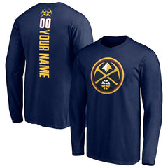 Denver Nuggets Playmaker Personalized Name & Number Long Sleeve T-Shirt Navy - NBA